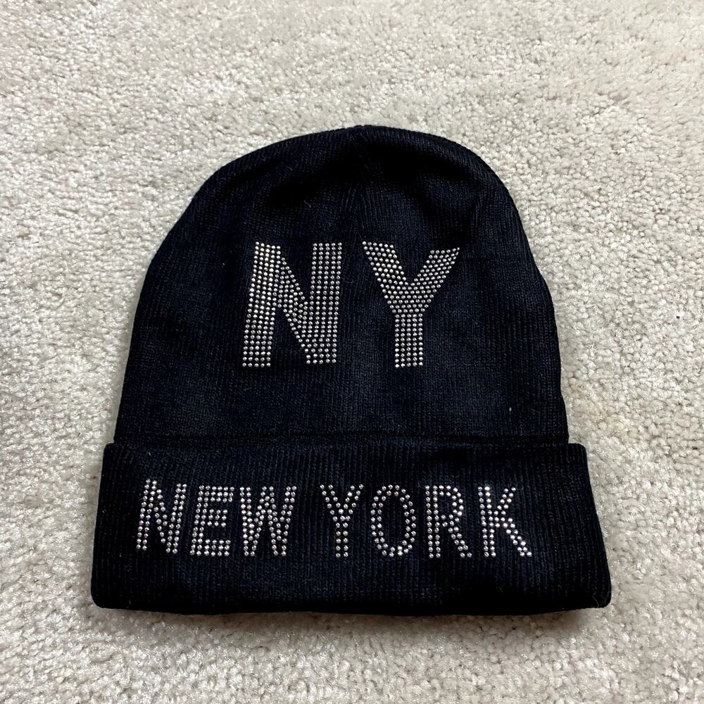 Y2K‎ New York Beanie Rhinestone Watchman Streetwear Grunge Winter Hat